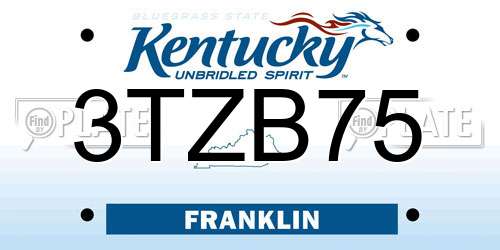 3TZB75 Kentucky License Plate
