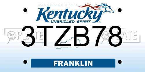 3TZB78 Kentucky License Plate
