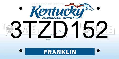 3TZD152 Kentucky License Plate