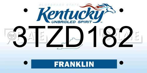 3TZD182 Kentucky License Plate