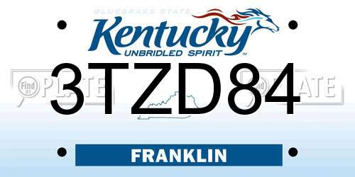 3TZD84 Kentucky License Plate