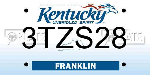 3TZS28 Kentucky License Plate