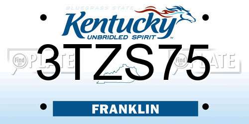 3TZS75 Kentucky License Plate