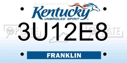 3U12E8 Kentucky License Plate