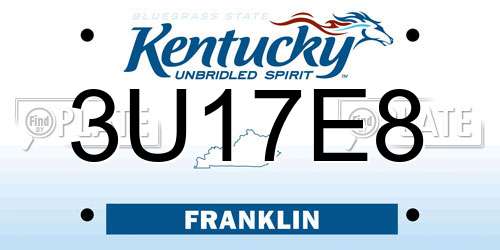 3U17E8 Kentucky License Plate