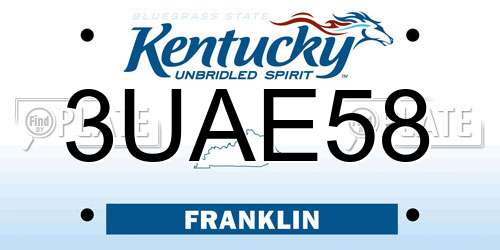 3UAE58 Kentucky License Plate