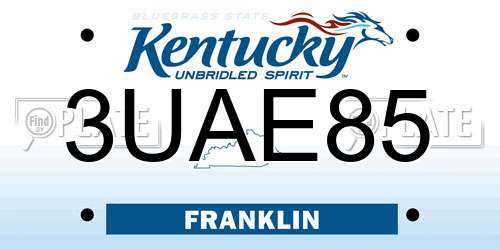 3UAE85 Kentucky License Plate