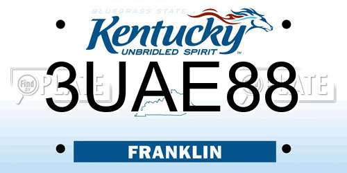 3UAE88 Kentucky License Plate