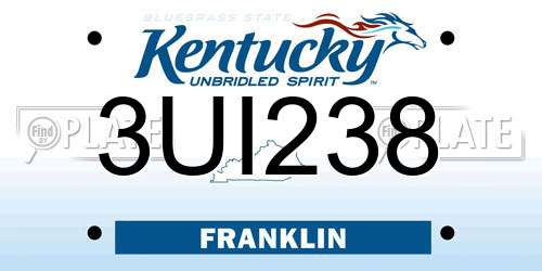 3UI238 Kentucky License Plate