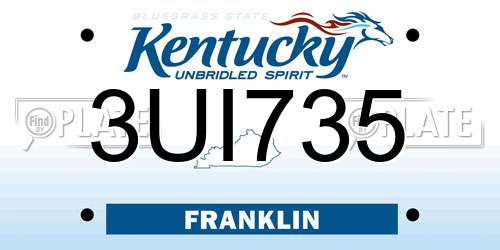 3UI735 Kentucky License Plate