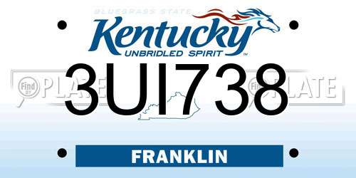 3UI738 Kentucky License Plate