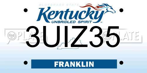 3UIZ35 Kentucky License Plate