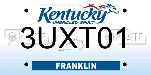 3UXT01 Kentucky License Plate