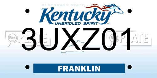 3UXZ01 Kentucky License Plate