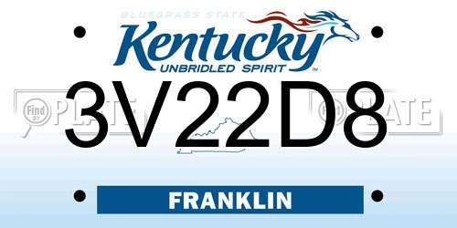 3V22D8 Kentucky License Plate