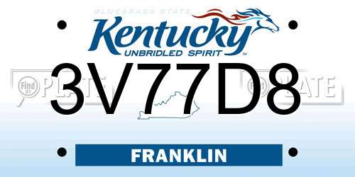 3V77D8 Kentucky License Plate