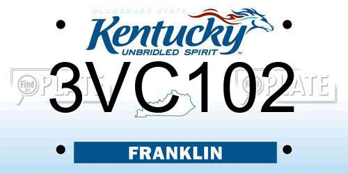 3VC102 Kentucky License Plate