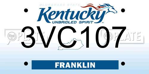 3VC107 Kentucky License Plate