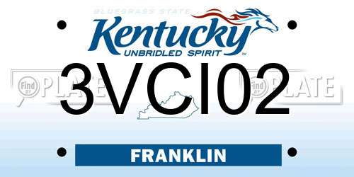 3VCI02 Kentucky License Plate