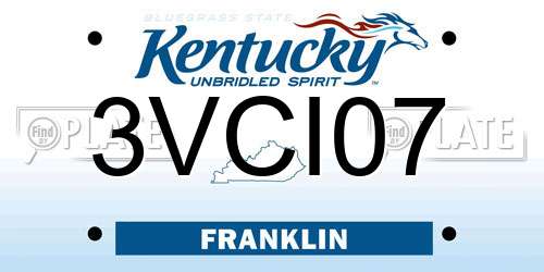3VCI07 Kentucky License Plate