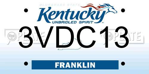 3VDC13 Kentucky License Plate