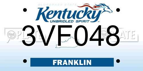 3VF048 Kentucky License Plate
