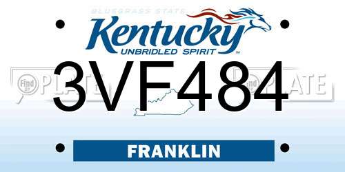 3VF484 Kentucky License Plate