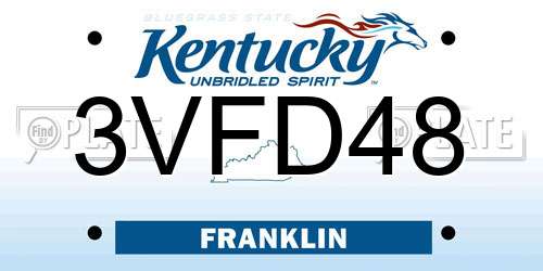 3VFD48 Kentucky License Plate