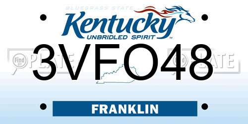 3VFO48 Kentucky License Plate