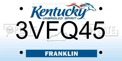 3VFQ45 Kentucky License Plate