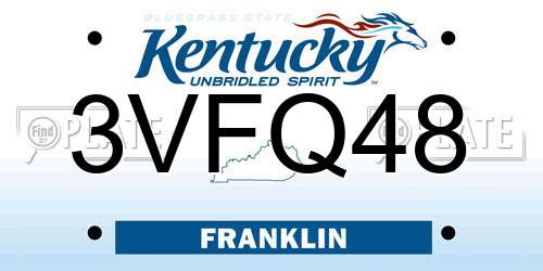 3VFQ48 Kentucky License Plate