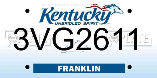 3VG2611 Kentucky License Plate