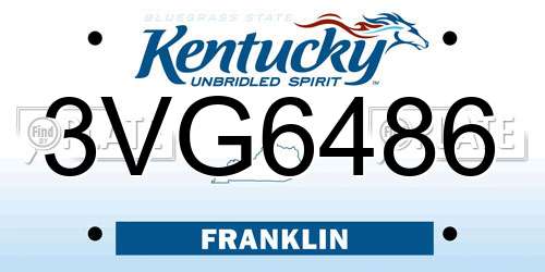 3VG6486 Kentucky License Plate
