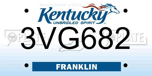 3VG682 Kentucky License Plate