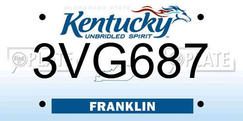 3VG687 Kentucky License Plate