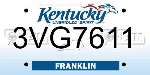 3VG7611 Kentucky License Plate