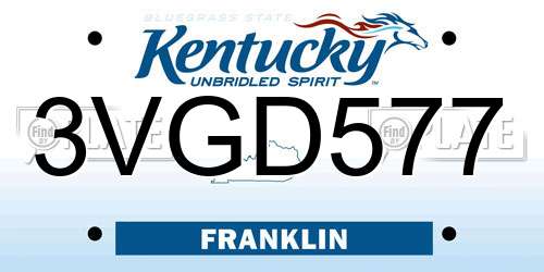 3VGD577 Kentucky License Plate