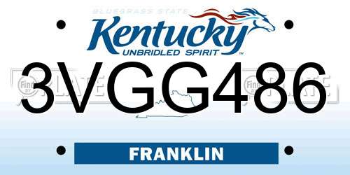 3VGG486 Kentucky License Plate
