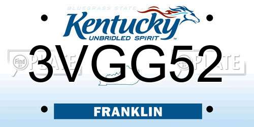 3VGG52 Kentucky License Plate