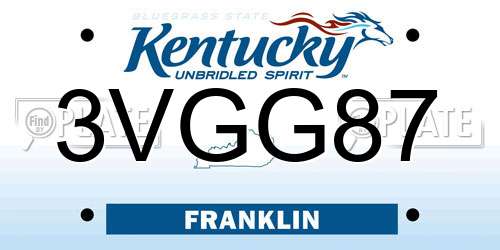 3VGG87 Kentucky License Plate