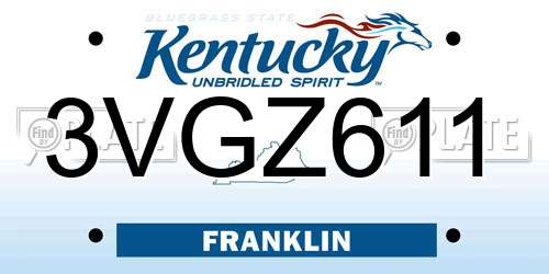 3VGZ611 Kentucky License Plate
