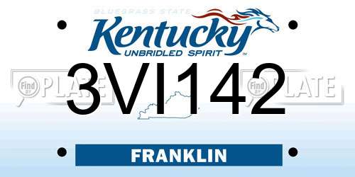 3VI142 Kentucky License Plate