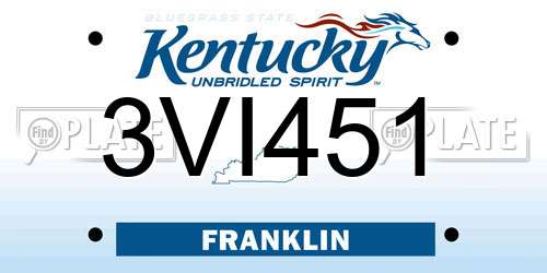 3VI451 Kentucky License Plate