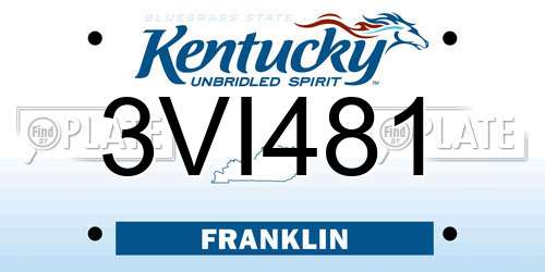 3VI481 Kentucky License Plate
