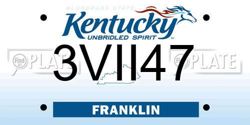 3VII47 Kentucky License Plate
