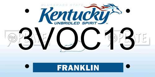 3VOC13 Kentucky License Plate
