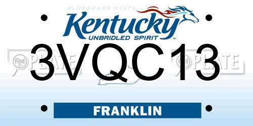 3VQC13 Kentucky License Plate