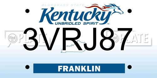 3VRJ87 Kentucky License Plate