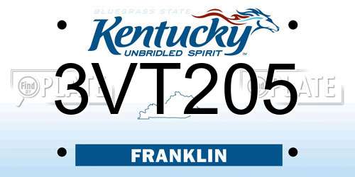 3VT205 Kentucky License Plate