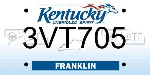 3VT705 Kentucky License Plate